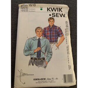 Kwik Sew 1510 Mens Size Shirt Sewing Pattern Chest 50-56 Neck 17 1/2-19 Vintage